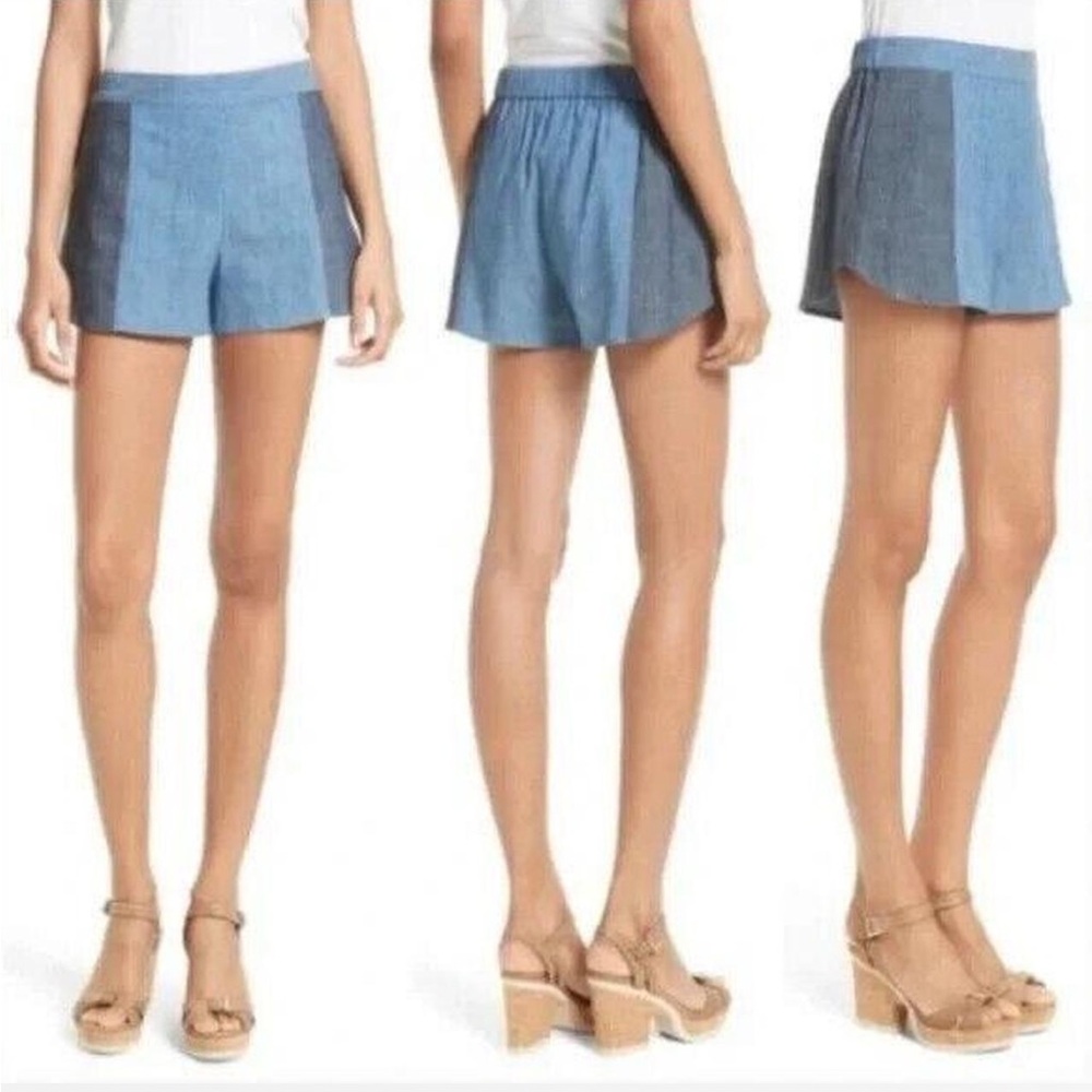 Alice + Olivia Two Tone Blue Chambray Shorts